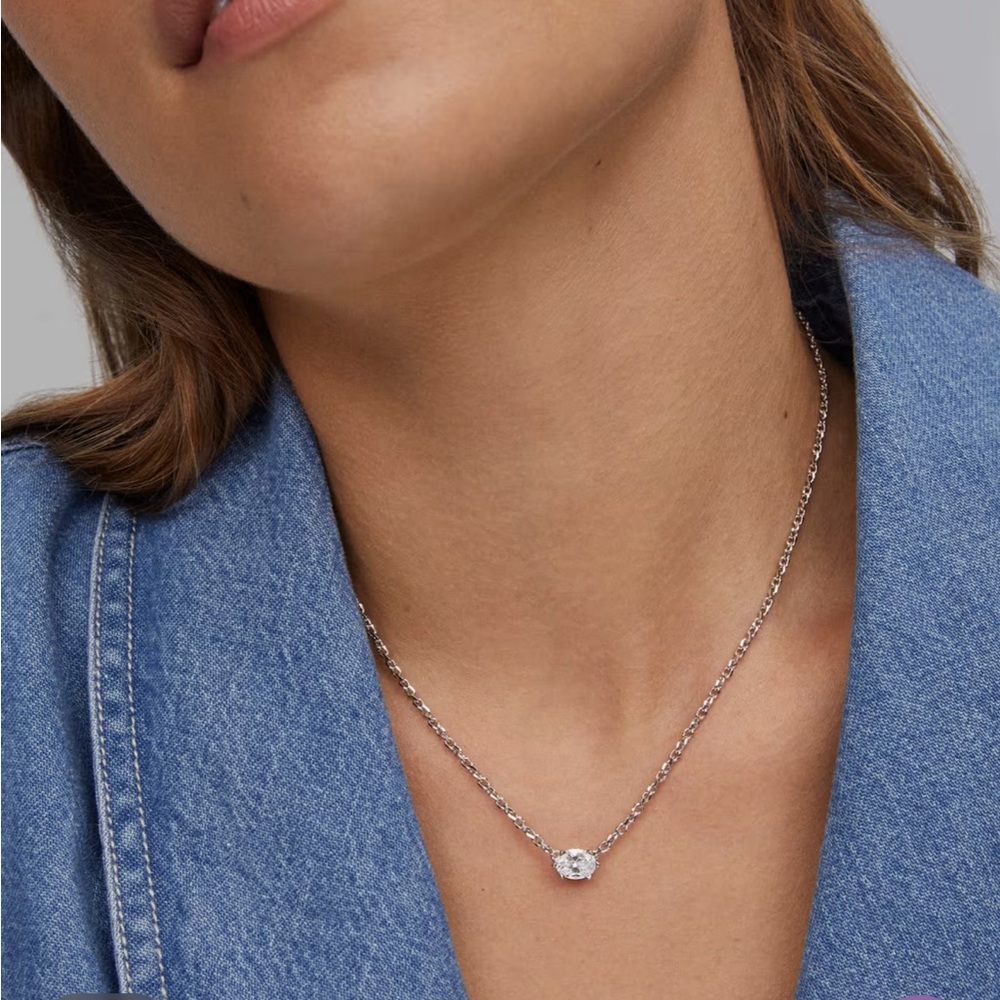 Kendra Scott Cailin Silver Pendant Necklace in White CZ